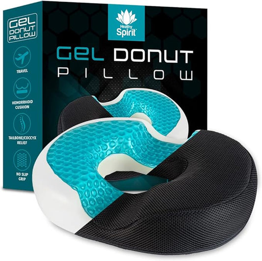Gel Donut Pillow| Lifting Cushion | Donut Cushion for Tailbone Hemorrhoid Cushion Coccyx Sciatica Pregnancy Cushion, Black