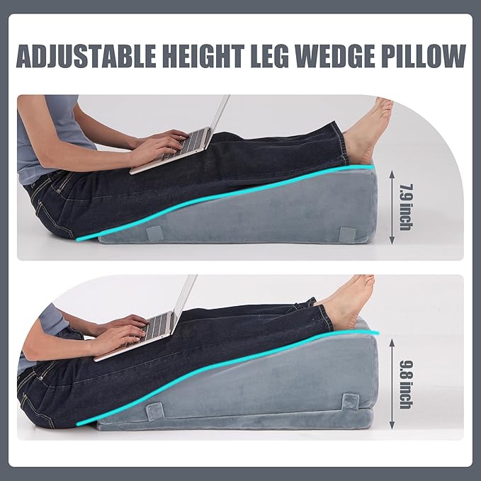 Ganondorf Leg Elevation Pillow, Premium Foam Leg Support Adjustable Wedge Pillow Relieves Joint Pain After Surgery Ergonomic Curve for Leg Support Promote Blood Circulation Single Leg