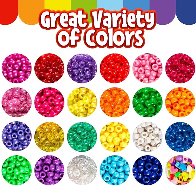 Goody King Jewelry Making Kit Beads for Bracelets - 5000+pcs Bead Craft Kit Set, Glass Pony Seed Letter Alphabet DIY Art and Craft - Gift for Her Women Kid Age 6 7 8 9 (9mm)