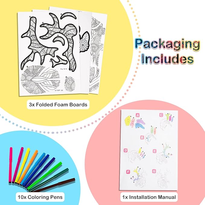 Hautton 3D Coloring Puzzle, Creative DIY Painting Puzzle Set Toy with 10 Colouring Pens, Fun Arts Crafts Gift for Kids Age 3 4 5 6 7 8 9 10 11 12 -Elk