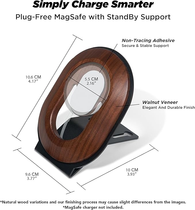 ULTRARM Moodular Add-ons Phone Stand for Magsafe (Charger Not Included) [Accessory Only - Requires Moodular Wooden Monitor Stand Slide Rails for Use] Black MSA-MS