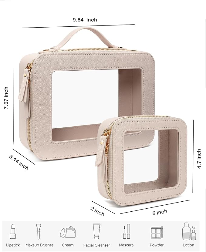 Clear Makeup Bag Small, TSA Approved Portable Toiletry Bag with Zipper Cosmetic Travel Bag Makeup Organizer Case Mini Makeup Pouch for Purse Car Organizer Bag for Women Men