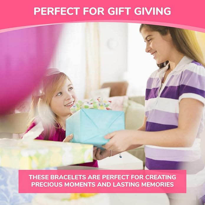 5Pcs Bracelets for Girls Kids, Cute Stretchy Bead Bracelets with Floral Bow pendant Little Girl Friendship Bracelets Costume Jewelry Princess Party Favors for Halloween, Christmas