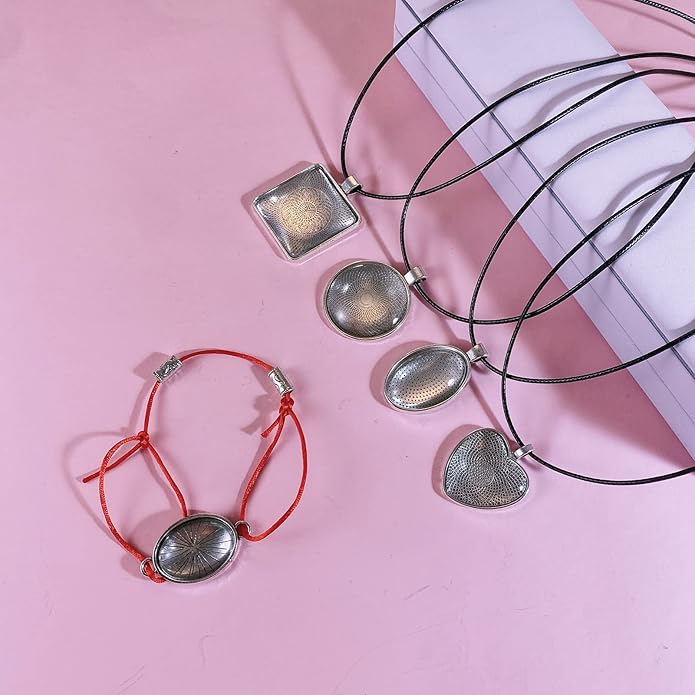 Bezel Pendant Trays Gold and Sliver, Rhinestone Bezel Pendants Trays for DIY Jewelry Craft Making, Picture Necklace Pendant Trays with Clear Glass Cabochons and Chains