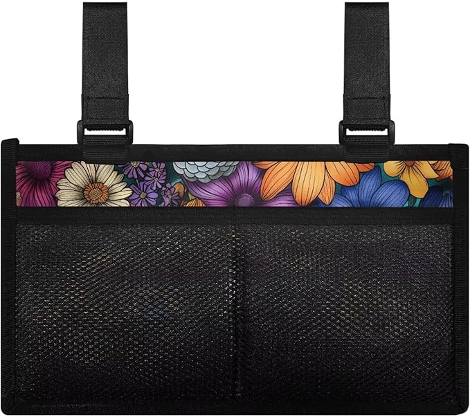 ZOUTAIRONG Sunflower Bird Wheelchair Side Bag Power Wheelchair Bag Walker Bag Walker Organizer Pouch Tote for Rollator and Folding Walker Wheelchair Bags to Hang on Side Wheelchair Accessories