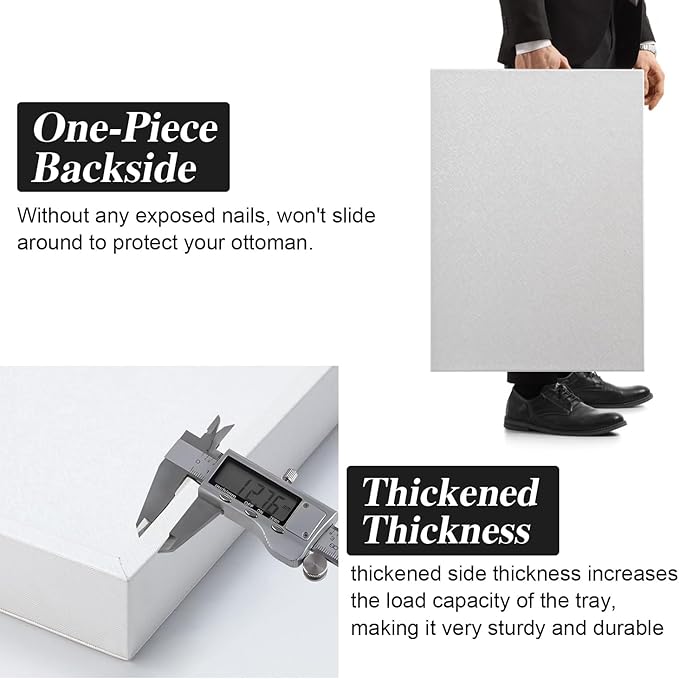 SYYSY White Decorative Tray for Coffee Table, Modern Large Ottoman Tray for Living Room,Drink Coffee Serving Tray