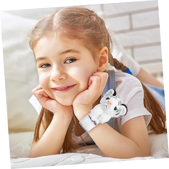 Abaodam Animal Slap Bracelet Tiger Slap Bracelet Plush Stuffed Animal Slap Bracelets Snap Wrist Band for Kids Birthday Party