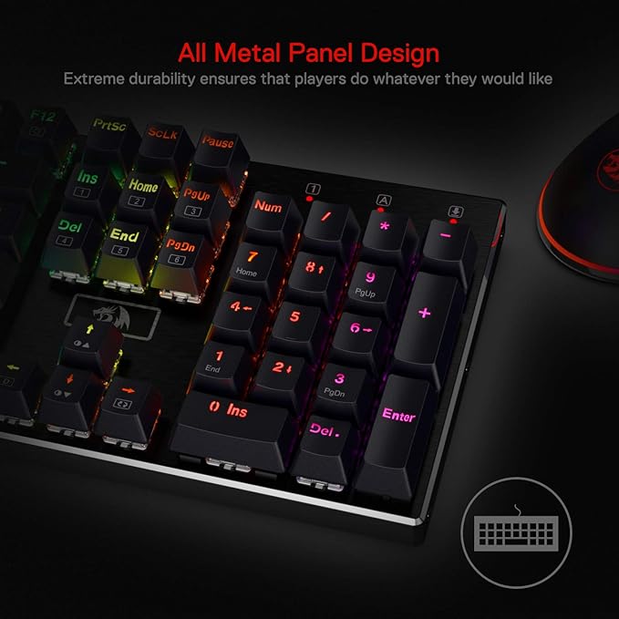 Redragon K556 RGB LED Backlit Wired Mechanical Gaming Keyboard, 104 Keys Hot-Swap Mechanical Keyboard w/Aluminum Base, Upgraded Socket and Noise Absorbing Foams, Soft Tactile Brown Switch