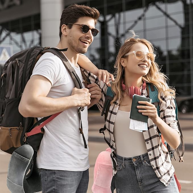 urnexttour Neck Pillow Airplane-2 Pack Memory Foam Travel Pillow, Soft Support Travel Neck Pillow for Travelling, Sleeping Rest, Car, Train and Home Use (Grey&Pink)