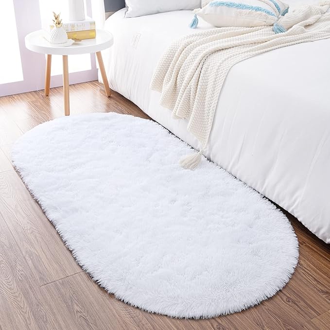 Noahas Ultra Soft Fluffy Bedroom Rugs Kids Room Carpet Modern Shaggy Area Rugs Home Decor 2.6' X 5.3', White