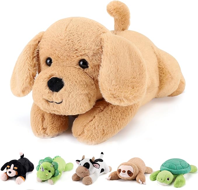 Yellow Lab Weighted Stuffed Animals - 12 Inch 1.0 Pounds Weighted Plushies Labradoodle Stuffed Animal - Small Dog Plush Pillow - Cute Plush Toy Gifts for Kids & Adults (12" 1.0 lbs)