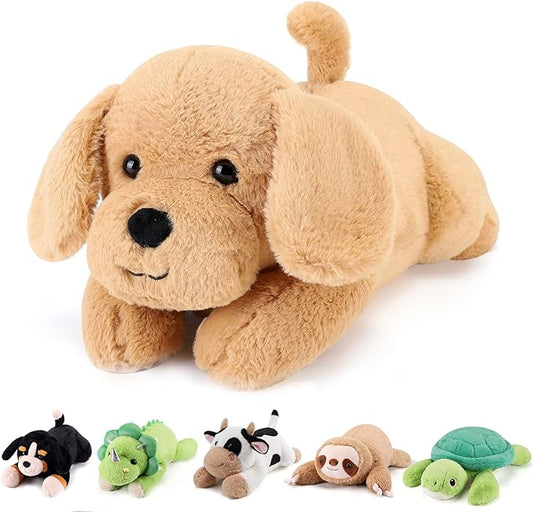 Yellow Lab Weighted Stuffed Animals - 12 Inch 1.0 Pounds Weighted Plushies Labradoodle Stuffed Animal - Small Dog Plush Pillow - Cute Plush Toy Gifts for Kids & Adults (12" 1.0 lbs)
