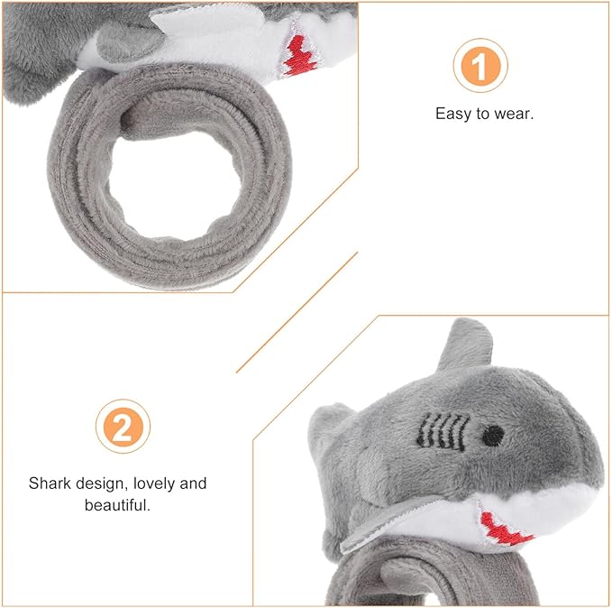 Abaodam 2pcs Animals Slap Bracelet Shark Slap Bracelet Plush Stuffed Animal Hugger Snap Wrist Band for Kids Party Favors