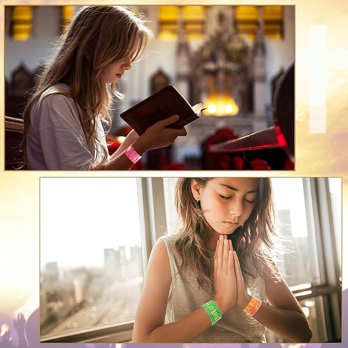 JUNEBRUSHS 56 Pcs Religious Slap Bracelets Christian Gifts for Kids, Jesus Love You Wristbands Snap Bracelets for Christian Stocking Stuffers Sunday School Gifts Happy Birthday Jesus Party Supplies