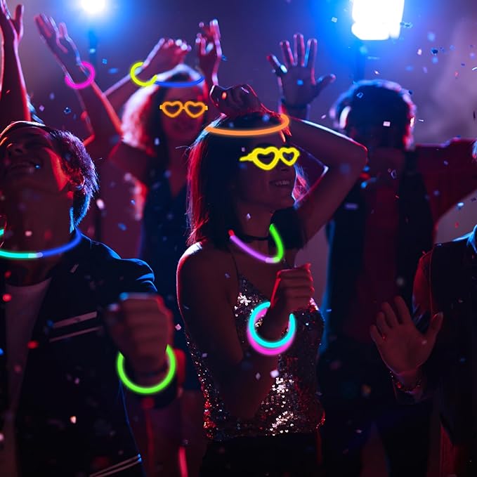 20 Pack Valentines Day Glow Heart Glasses Party Favor Supplies with 80 Glow Sticks & Connectors (for 20 Neon Glasses, 40 Bracelets or 13 Necklaces), Glow in Dark Accessories for Wedding Dance Camping