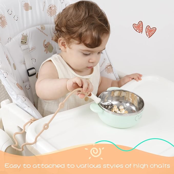 Toddler Utensils，Silicone Stretch Lids for fork and spoon,Holder Strap Food Grade Silicone Keep Fork and Spoon Off The Floor Great for Baby and Kids Dishwasher Safe （Apricot and Orange)
