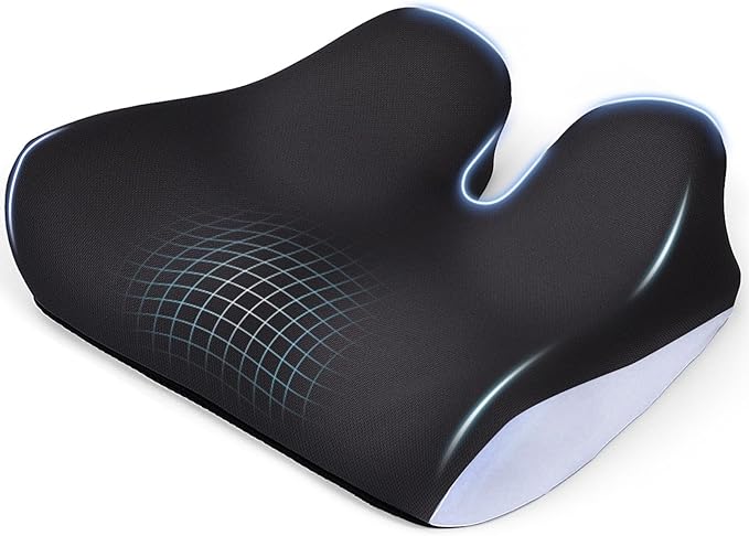 Ergonomic Seat Cushion for Office Chair, Extra Large Car Seat Cushion, Memory Foam Chair Cushion for Tailbone Pain Relief & Pressure Relief Sciatica and Back Support for Long Sitting (Blue)