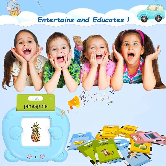 Talking Flash Cards Educational Toys for 1-6 Years Old Boys Girls, Toddlers Learning Toys Electronic Interactive Toys, Preschool Montessori Toys Christmas Birthday Gift(510 Words New Blue)