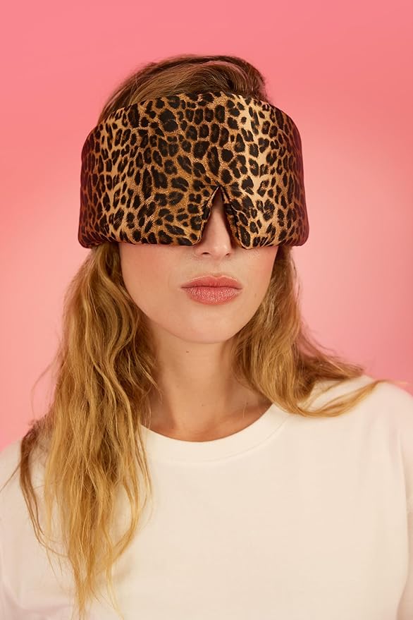 Glow People Silk Sleep Mask – 100% Mulberry Silk Eye Mask for Sleeping, Total Blackout, Cloud-Soft and Adjustable for Beauty Sleep and Travel - Leopard