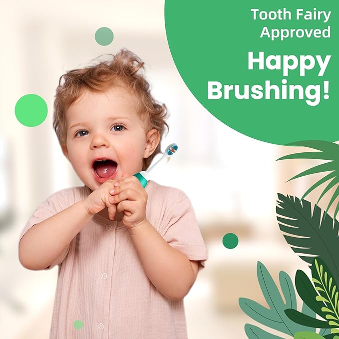 Kids Manual Toothbrush, Extra Soft Bristle Toddler Toothbrush with 10000 Bristles, Kids Travel Toothbrush Designed for Delicate Teeth & Gums for Children 2-7 Years (Light Green)
