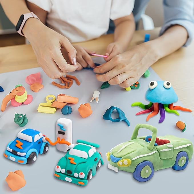 Air Dry Clay Kit 24 Colors,Modeling Clay with 3 Sculpting Tools,Air Dry Ultra Light Clay,DIY Molding Magic Foam Clay Gift for Kids Girls Boys Art Crafts Christmas Birthday Gifts(24 Colors)