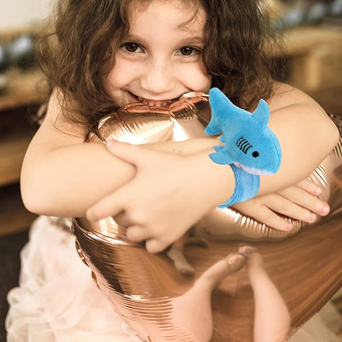 2pcs Animals Slap Bracelet Shark Slap Bracelet Plush Stuffed Animal Hugger Snap Wrist Band for Kids Birthday Party Favors