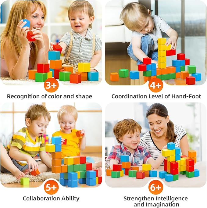 Magnetic Blocks, 1.41 inch Large Magnetic Building Blocks for Toddlers 3 4 5 6 7 8 Years Old Boys Girls, 3D Magnetic Cubes for Kids,Montessori Toys Sensory STEM Education Preschool Magnet Toys 1-3Gift