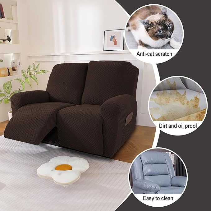 NORTHERN BROTHERS Recliner Loveseat Covers - Recliner Sofa Covers 2 Seater Loveseat Covers for Reclining Loveseat Recliner Cover, Dark Brown