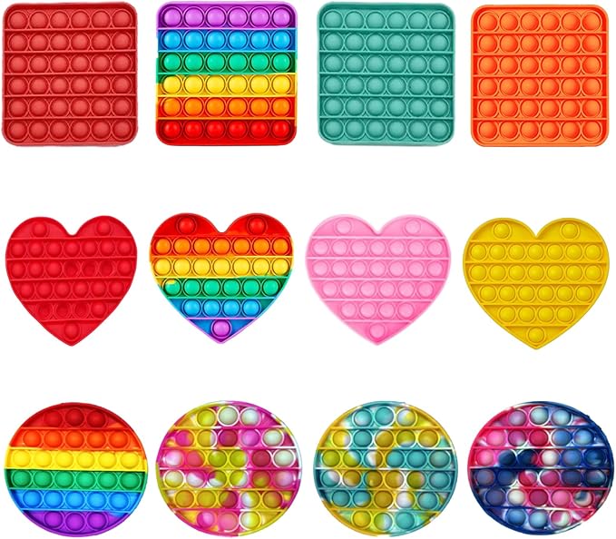 24pcs 5in Random Pop Bubble Fidget Sensory Toys, Pop Toy Bulk for Party Favor, Classroom Student Prizes Easter Basket Goodie Bag Stuffers Christmas Valentine Gift for Kid