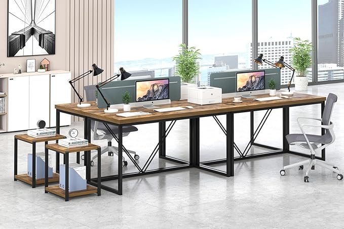 EXCEFUR Industrial Computer Desk, Wood and Metal Home Office Desk, Writing Study Work PC Table for Living Room Bedroom, Rustic Brown, 53 inch