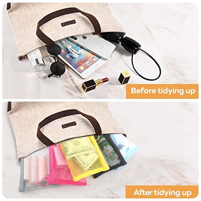 EASYFUN Small Zipper Pouch,5 Pieces Mini Mesh Pouch Coin Purse Cosmetic Case,Small Item Organizer,5 x 4 Inch,Assorted Colors