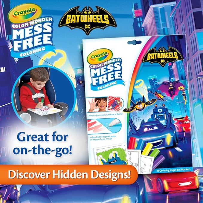 Crayola Batwheels Color Wonder Activity Set, Batman Mess Free Coloring Pages for Toddlers, Batman Gifts, Toys for Boys & Girls