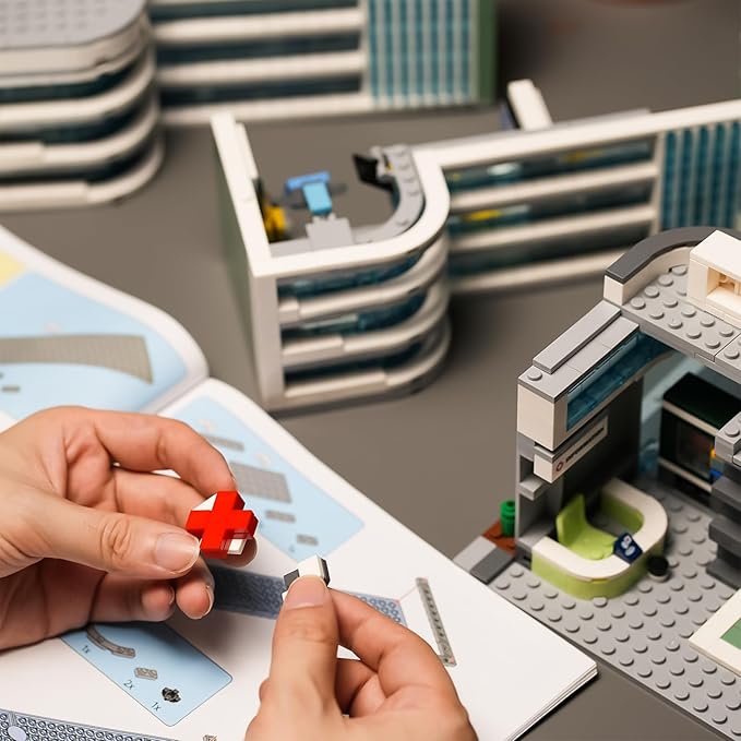 City Hospital Building Set Compatible with Lego for Boys and Girls 8-14 Years,Morden House Building Kit for Adults Christmas Birthday Gifts 1350 pcs