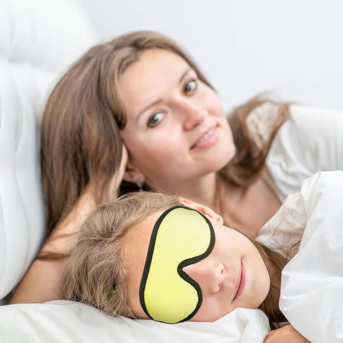 2 Pieces 3D Sleep Mask for Kids Memory Foam Contoured Eye Mask, Travel Sleep Eye Cover with Adjustable Strap, 3D Blindfolds(Pink and Yellow)