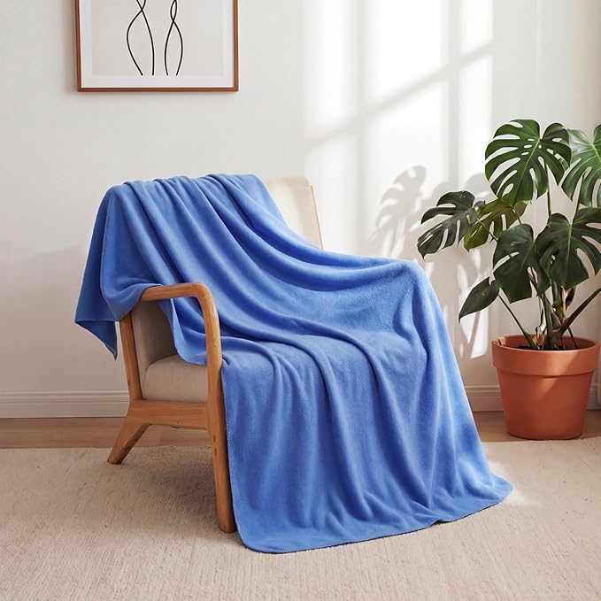Buryeah 10 Pcs Fleece Blanket Bulk Soft Warm Blankets Cozy Fleece Lightweight Throw Blankets Plush Pet Throw Blanket for Home Bed Sofa Office Wedding Gifts Travel(50" X 60",Bright Blue)