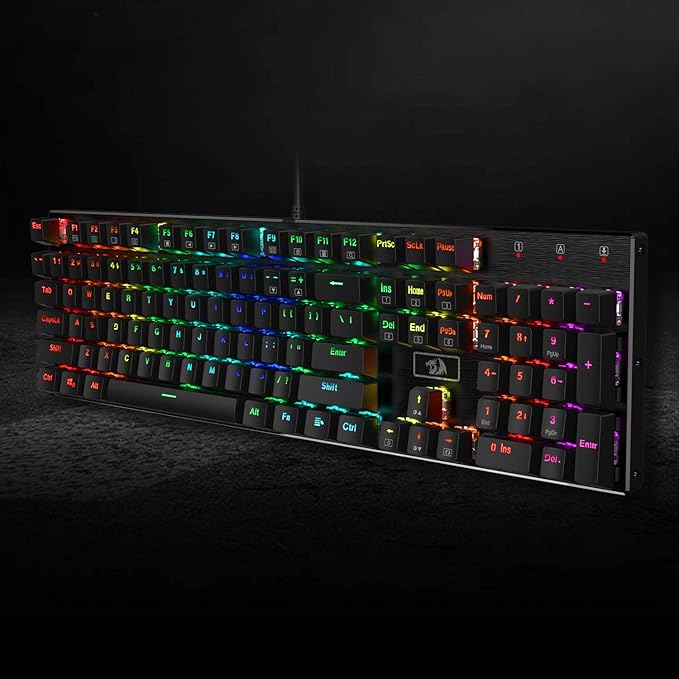 Redragon K556 RGB LED Backlit Wired Mechanical Gaming Keyboard, 104 Keys Hot-Swap Mechanical Keyboard w/Aluminum Base, Upgraded Socket and Noise Absorbing Foams, Soft Tactile Brown Switch
