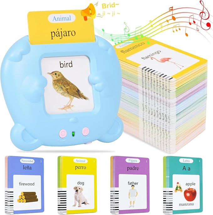 SAYEEC Toddlers Bilingual Talking Flash Cards Spanish English Montessori Toys with 510 Sight Words Kids Speech Therapy Autism Sensory Toys Learning Educational Gifts for 3 4 5 6 7 Years Old Boys Girls