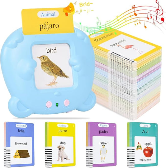 SAYEEC Toddlers Bilingual Talking Flash Cards Spanish English Montessori Toys with 510 Sight Words Kids Speech Therapy Autism Sensory Toys Learning Educational Gifts for 3 4 5 6 7 Years Old Boys Girls