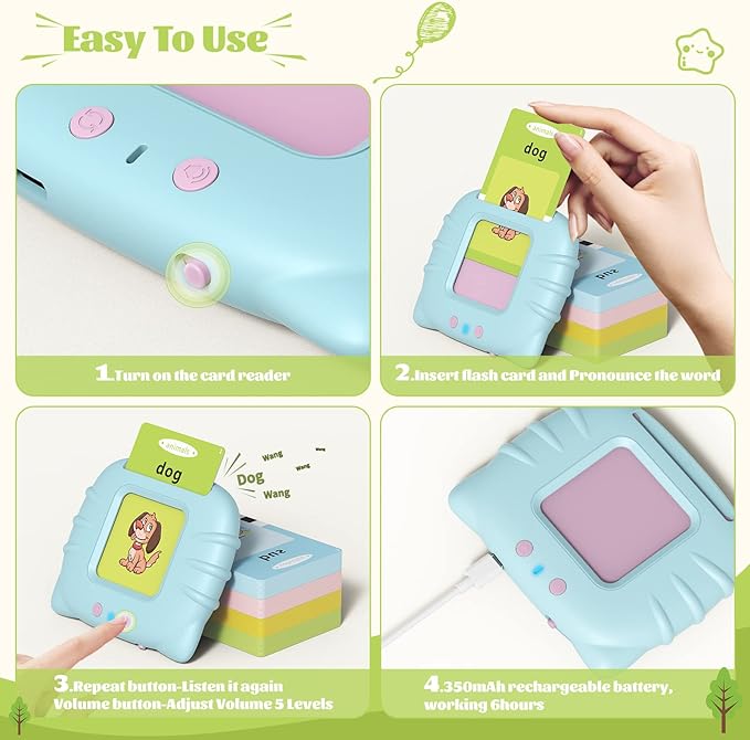 Toddler Toys for 2 3 4 5 Year Old Girls and Boys, Uladis Speech Therapy Toys, Autism Sensory Toys for Autistic Children, Montessori Toys, Learning Talking Flash Cards 384 Sight Words