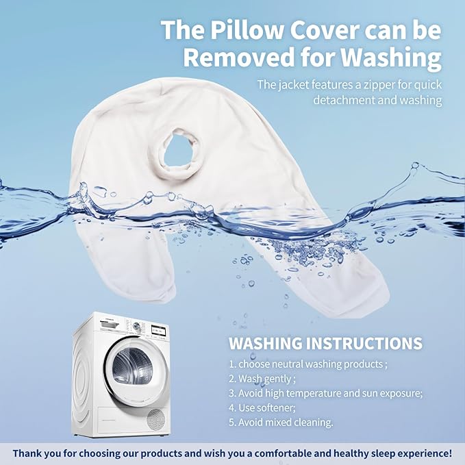 Body Pillow for Side Sleepers with Ear Hole, J & U-Shaped Neck Pillow for Ear Piercing, Relieves Neck, Shoulder & Back Pain, 20x26 Inches with Pillowcase (White)