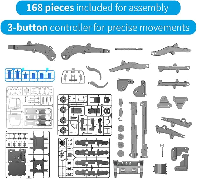 STEM Building Block Assembly Toy Set for Kids 8-12 Years - 3-in-1 Hydraulically Powered Construction Toy Including Excavator, Crane, and Timber Loader
