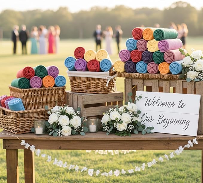 Kinlop Fleece Blanket Bulk 60 x 50 Inch Soft Lightweight Fleece Cozy Blanket Warm Throw Plush Pet Throw for Bed Couch Sofa Home Office Wedding Gifts Travel Camping(Modern Color,40 Packs)