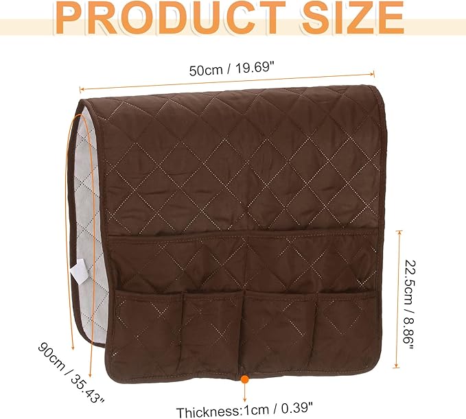 uxcell Couch Sofa Armrest Organizer Non-Slip Chair Arm Recliner Remote Control Organizer with 6 Pockets for Books, Magazines, Tablet, Phone, Plaid Coffee