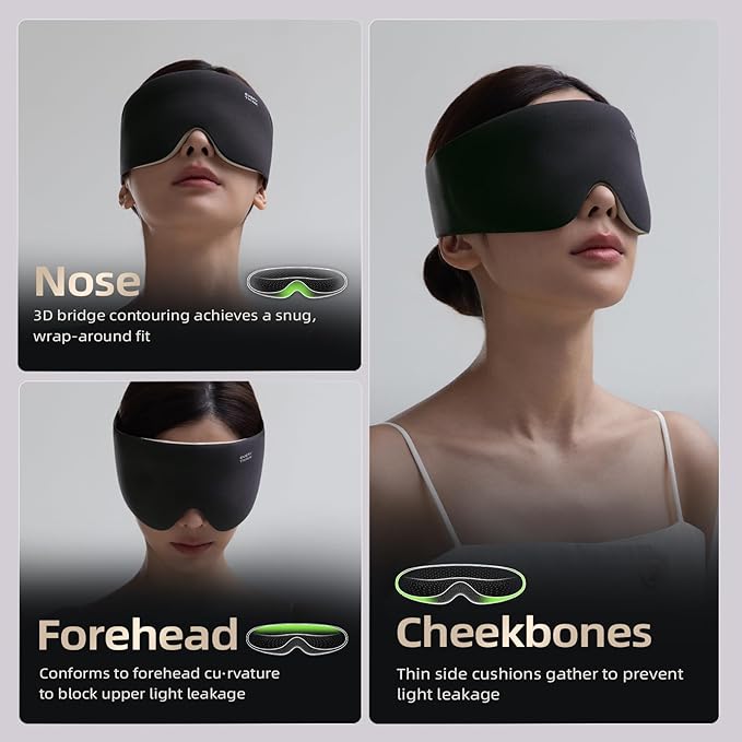 EVERY THINK Ultimate Comfort Sleep Mask for Side Sleepers - 3D Zero Pressure & 100% Light Blocking Eye Mask for Sleeping, Adjustable & Breathable for Women Men, Travel Essentials (Black)