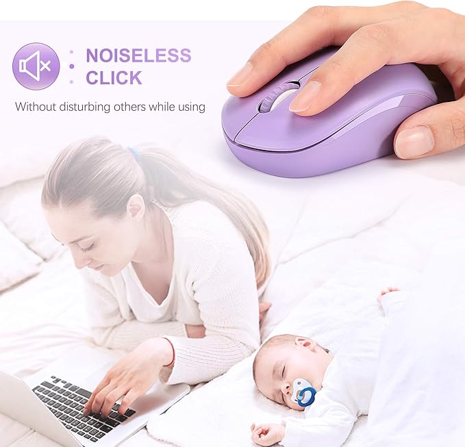 Seenda Wireless Mouse, 2.4G Noiseless Portable Computer Mouse for PC, Tablet, Laptop - Purple