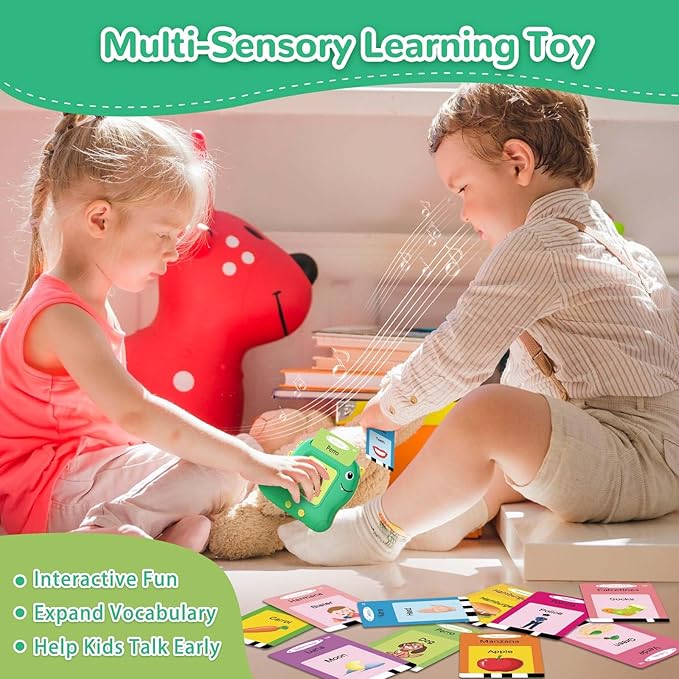 Spanish Talking Flash Cards Bilingual - Toddler Toys for 2 3 4 5 Year Old Boys and Girls, Autism Sensory Toys for Kids Learning Montessori Toys, Español/English Speech Therapy Preschool Gifts