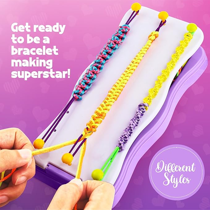 Friendship Bracelet Kit & Rubber Bracelet Making Kit for Teen Girl Gifts Trendy Stuff, 7 8 9 10 11 12+ Year Old Girl Birthday Gift, Popular String Maker Toys, DIY Travel Set Purple Bracelet Making Kit