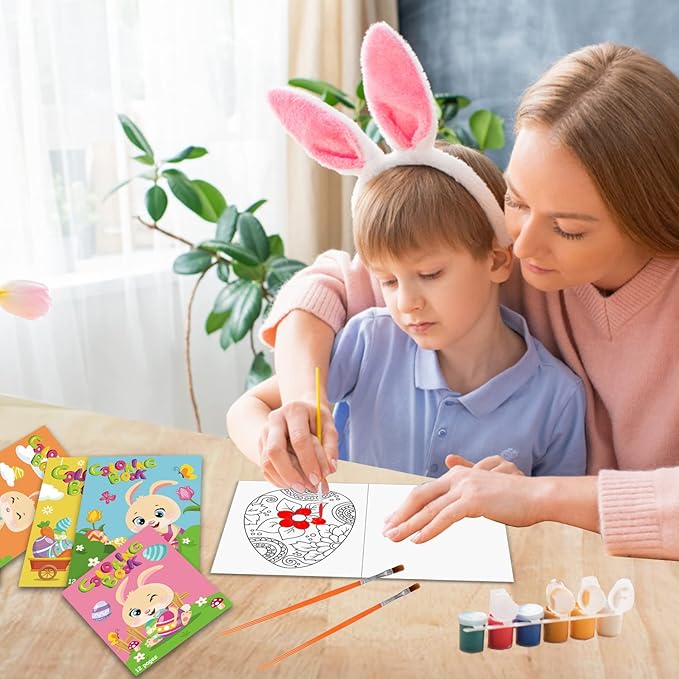 CCINEE 12 Pack Easter Coloring Books,Assorted Rabbits Painted Eggs Patterns Drawing Books for Easter Party Favors(6 Styles,144 Pages)…