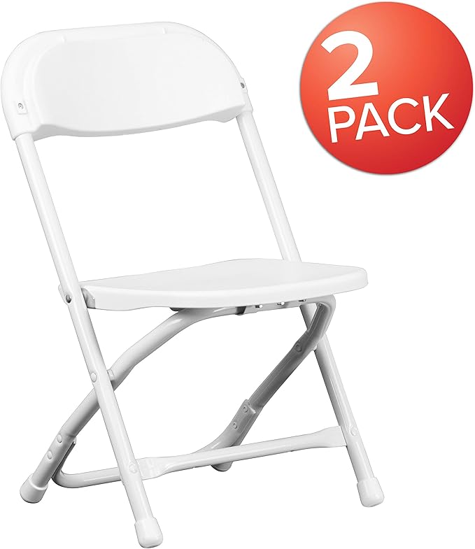 Flash Furniture 2 Pack Kids White Plastic Folding Chair