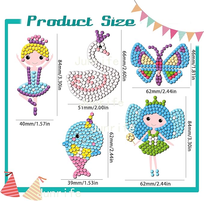 Junrife Princess Diamond Craft Kits Stickers for Kids,Gem Kids' Paint by Number Kits Mosaic Sticker - Best Gifts for Girls Ages 8-12 Easy for Kids Adult Beginners